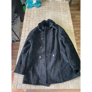 EUC! VTG Women's Steve by Searle Black Suede Faux Fur Heavy Winter Coat - Size M